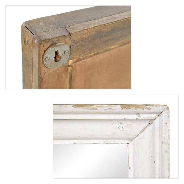 Antique Solid Wood Mirror with White Patina For Sale - Image 3 of 5