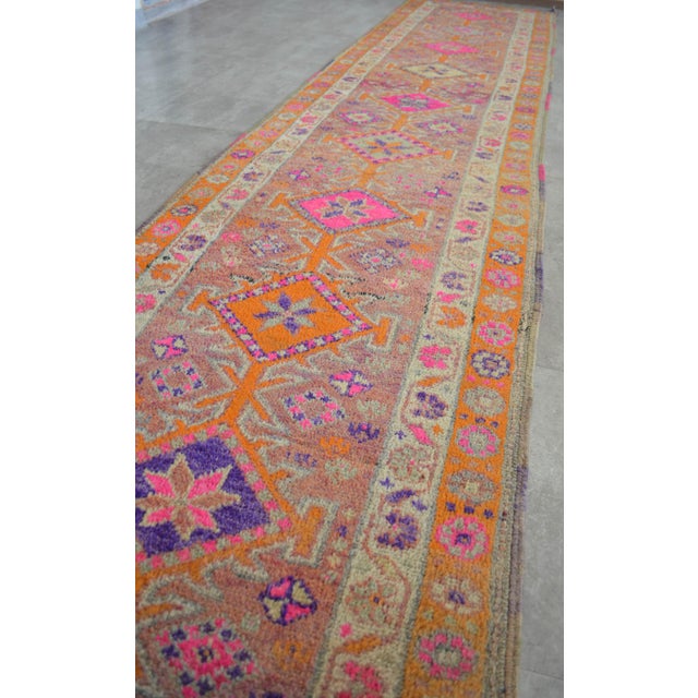1960s Vintage Runner Rug Hand Knotted Kurdish Tribal Extra Long Runner 2′11″ × 17′3″ For Sale - Image 6 of 11