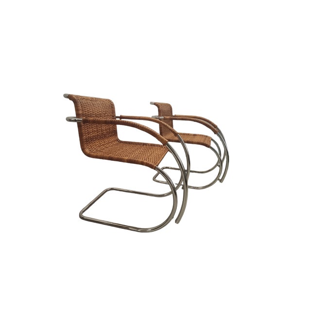 M20 Tubular Cantilever Armchair in Woven Rattan by Mies Van Der Rohe for Knoll, 1960s For Sale - Image 10 of 13