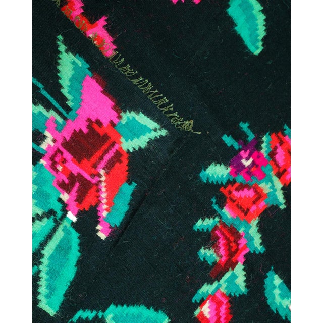 Vintage Handwoven Wool Floral Rose Rug, 1960s For Sale - Image 6 of 8