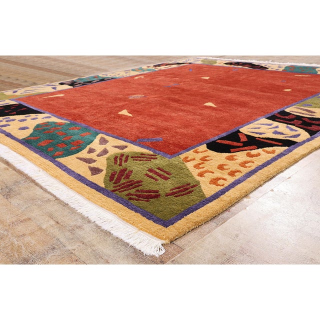 Red Vintage Tibetan Rug, 08'10 X 10'03 For Sale - Image 8 of 10