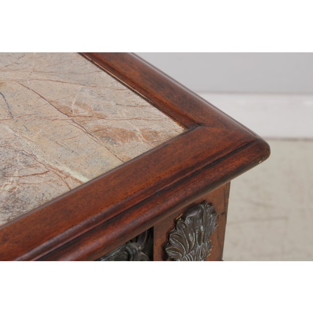 1990s Theodore Alexander Marble Top Mahogany Console Table For Sale - Image 5 of 18