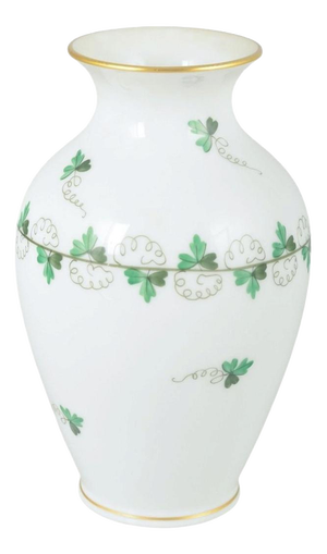 20th Century Porcelain Vase with Green Leaf Decoration by Herend, Hungary