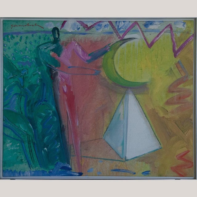 Modern Gerard Sala, Estimo Llunes: Pyramids, 1977, Oil on Canvas For Sale - Image 3 of 8