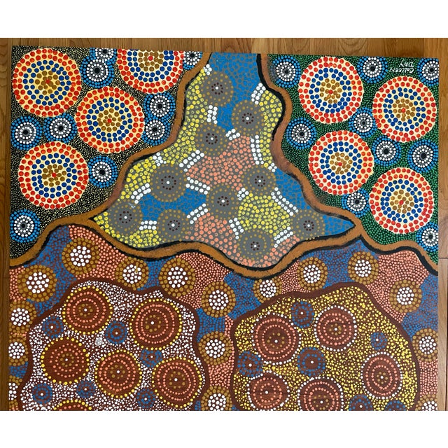Authentic Aboriginal Art Purchased in Adelaide, SA, Australia in 2012 "Seven Sister's" by Colleen Day 31" x 48 3/4"...