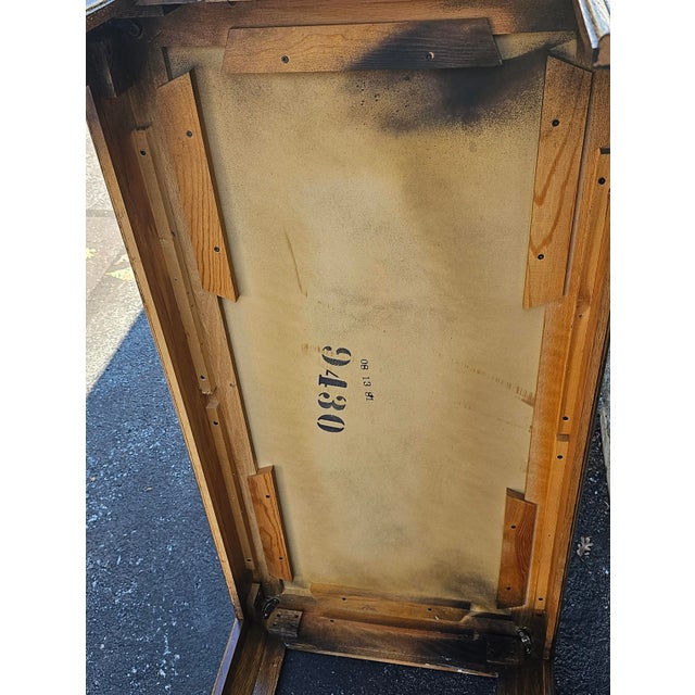 Wood Late 20th Century Oak Parquetry Top Coffee Table on Casters For Sale - Image 7 of 7