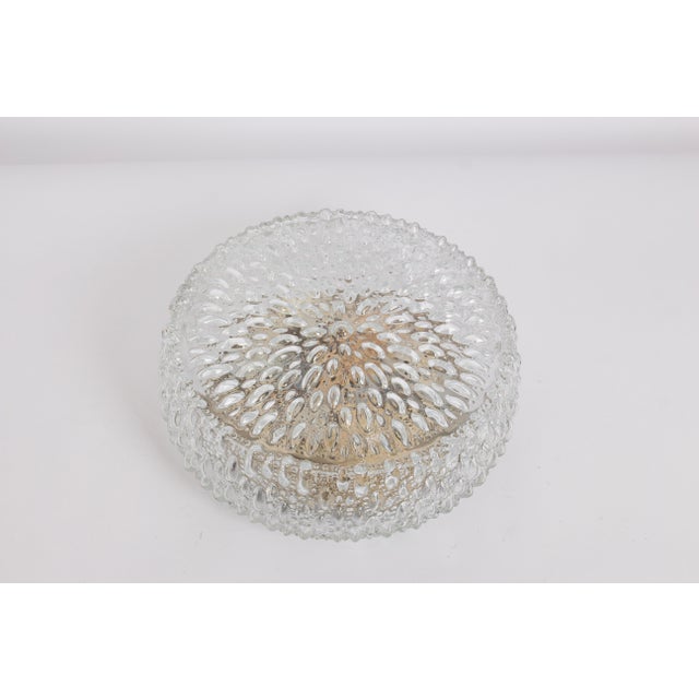 Large Round Textured Glass Ceiling Light attributed to Limburg, Germany, 1970s For Sale - Image 4 of 10
