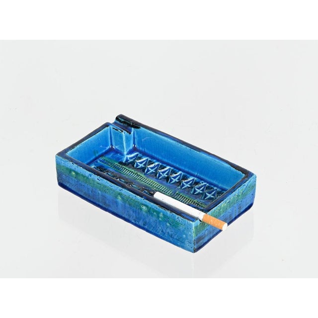 Blue Rimini Blue Ceramic Ashtray attributed to Aldo Londi for Bitossi, Italy, 1960s For Sale - Image 8 of 12