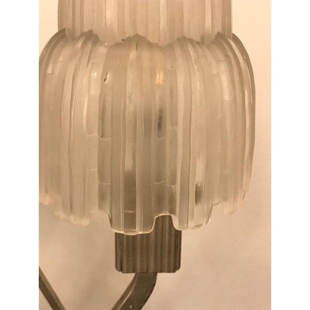 French Art Deco "Waterfall" Table Lamp Signed by Sabino For Sale - Image 9 of 13