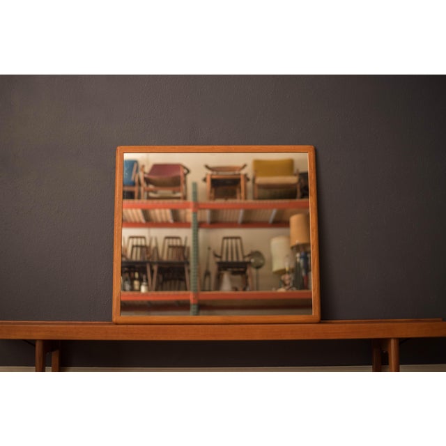 Mid-Century Modern Vintage Sculptural Danish Teak Hanging Wall Mirror by Nordisk Andels-Eksport For Sale - Image 3 of 14