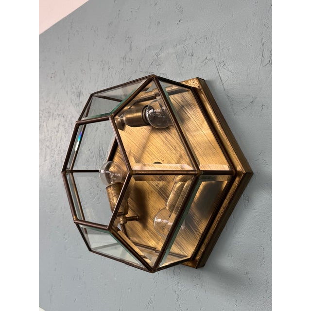 Mid-Century Modern Vintage Italian Hexagonal Ceiling Lamp, 1950s For Sale - Image 3 of 11