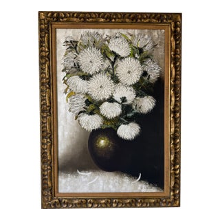 1970s Vintage Jack Hammell Floral Still Life Impasto Oil Painting on Canvas – Framed For Sale