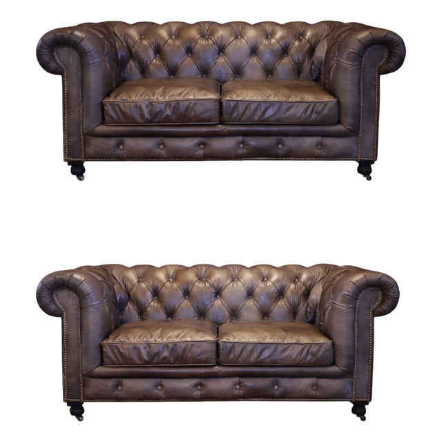 Westminster Two-Seater Leather Sofas from Timothy Oulton, 2016, Set of 2 For Sale