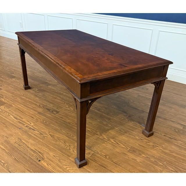 2020s Classic Chippendale Mahogany Writing/Library Desk by Leighton Hall - Showroom Sample For Sale - Image 5 of 10