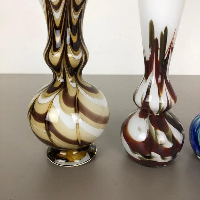 Vintage Multicolored Opaline Florence Vases, Italy, 1970s, Set of 4 For Sale - Image 4 of 14