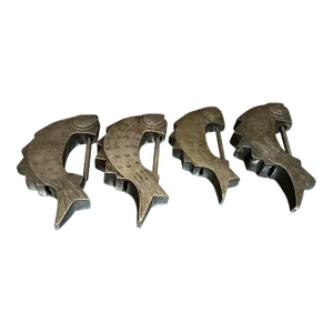 1900s Antique Korean Brass Fish Locks Set of Four