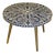 Mid Century Blue Lacquer Table With Inlaid Mother of Pearl Design and Solid Brass Legs For Sale