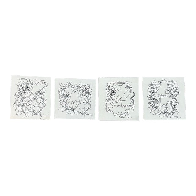 1980’s Four Original Wayne Cunningham Abstract Drawings - Set of Four For Sale