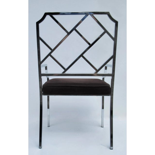 Chrome C.1970's MCM Milo Baughman Design for D. I. A. (Design Institute for America) Chrome Chippendale-Style Desk, Arm Side Chair For Sale - Image 8 of 12