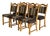 In Style of Henning Kjærnulf Oak Dining Chairs Set of 6 With Striped Upholstery 1970s For Sale