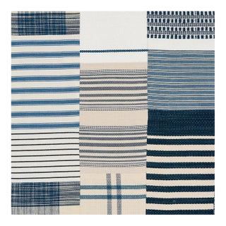 Schumacher Carlisle Patchwork Fabric in Indigo For Sale