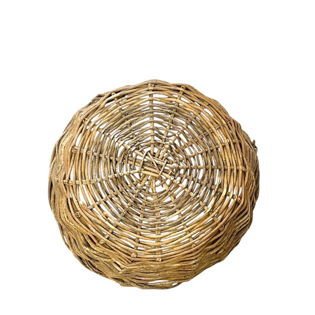 Vintage Large French Provincial Handwoven Grape Vine Twig Basket 22” Diameter For Sale - Image 10 of 10