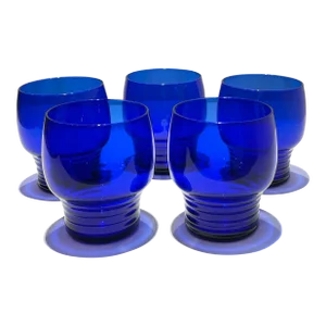 1930s Hollywood Regency Cobalt Blue Tumblers Barware- Set of 5