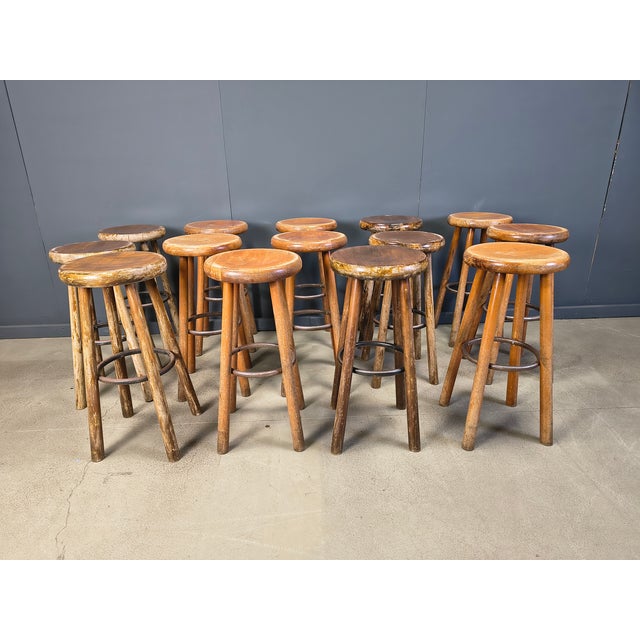 Alpine Chalet Stools in Wood, 1970s, Set of 11 For Sale - Image 11 of 14