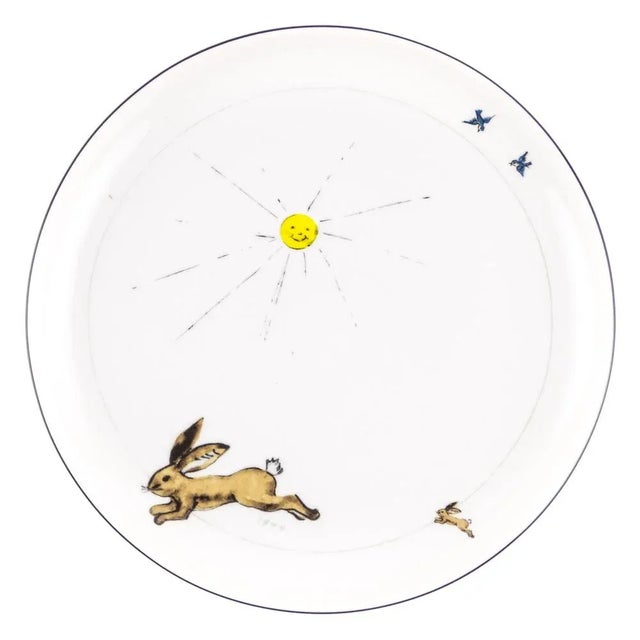 Ceramic Black Porcelain Collection Plate from Litolff, 1946 For Sale - Image 7 of 11