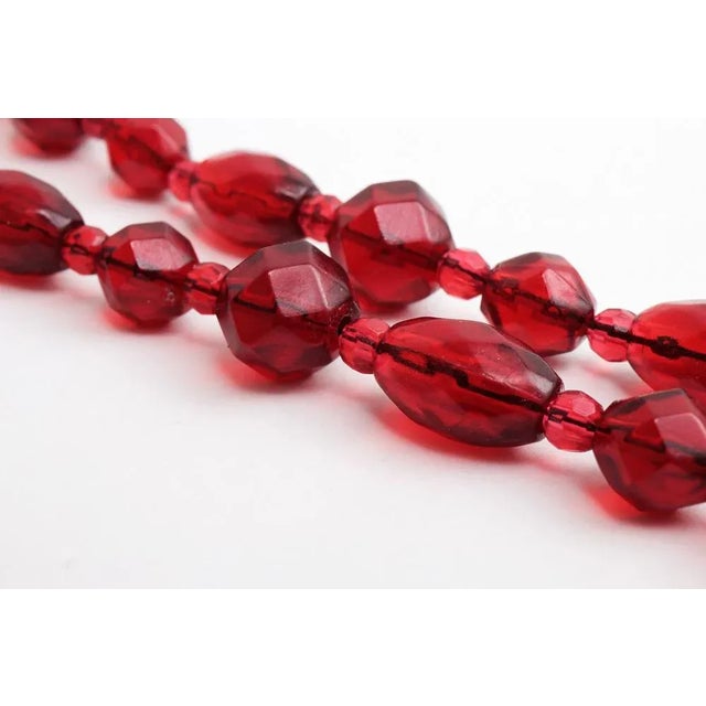 Vintage Red Long Amber Necklace, 1960s For Sale - Image 3 of 9