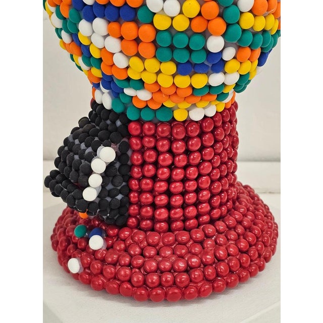 Early 21st Century Colorful Handcrafted Clay Gumball Machine Sculpture in Red For Sale - Image 5 of 9