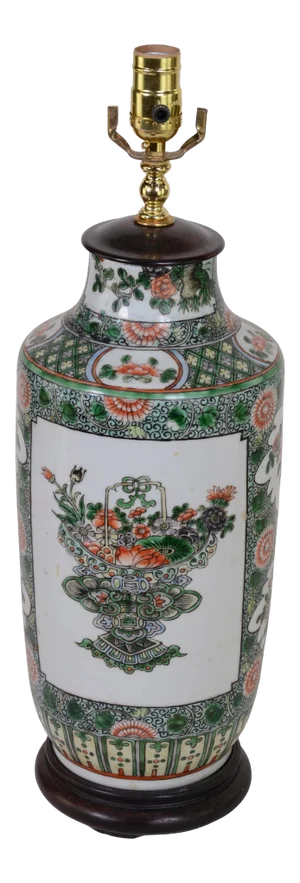 Chinese Qing Dynasty Famille Rose Vase Table Lamp