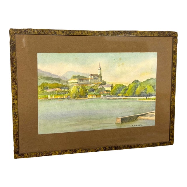 Framed European Landscape Print by F Portier For Sale