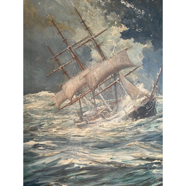 American Franklin Dillon Briscoe, American 1844 - 1903, Attributed, Student of Edward Moran, Late 19th Century Maritime Storm Seascape For Sale - Image 3 of 6