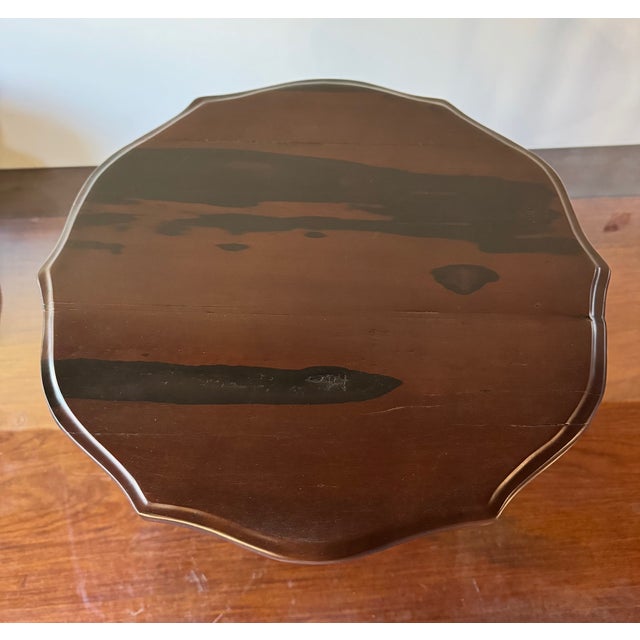 Imported Asian Lignum Vitae Wood Turned Leg Tripod Footed Plant Stand Table. Expressive turned base and legs details with...