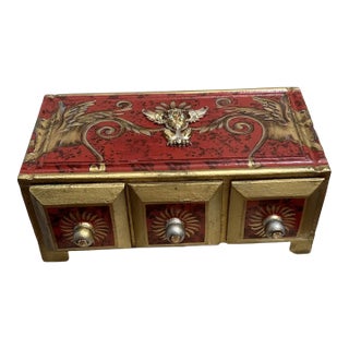 Ooak, Gemstone, Winged, Female Lion, Florentine Box For Sale