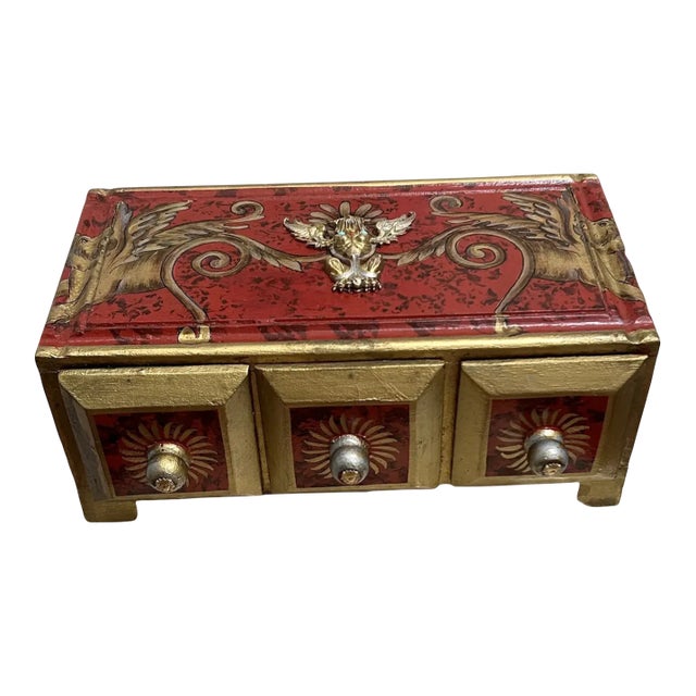 Ooak, Gemstone, Winged, Female Lion, Florentine Box For Sale