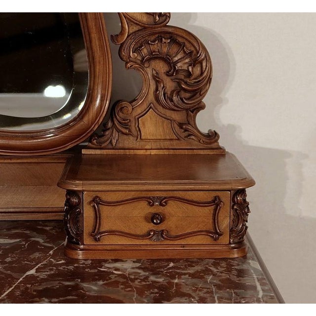 Rocaille Style Walnut Psyche Chest of Drawers from Maison Guinand-Le Glas, 1900s For Sale - Image 11 of 18