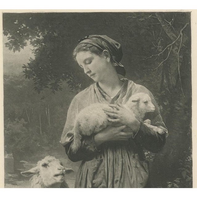After William Bouguereau, The Newborn Lamb, 1880, Engraving For Sale - Image 4 of 9