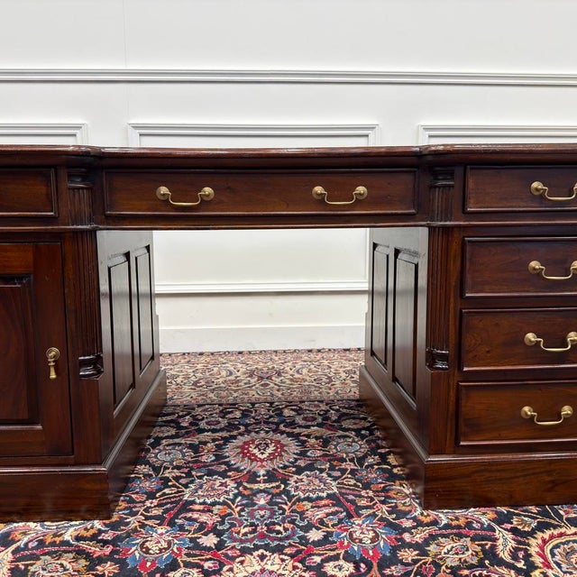 English Desk with Black Leather For Sale - Image 10 of 18