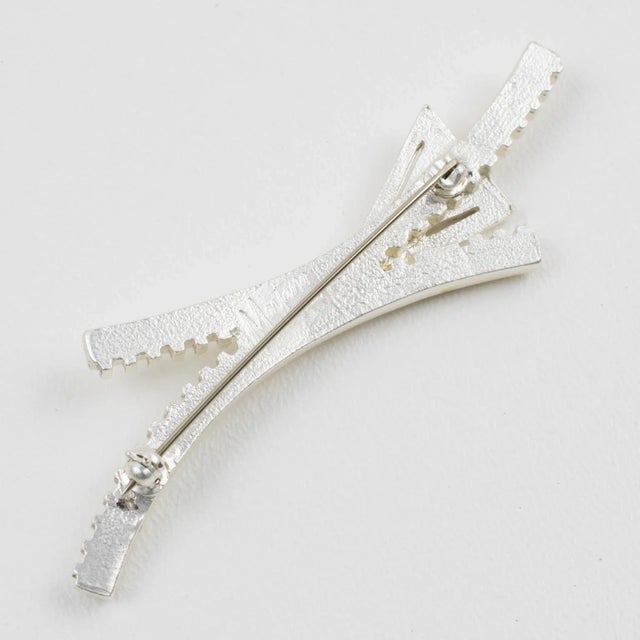 Claude Montana Paris Silver Plate Zipper Pin Brooch For Sale - Image 4 of 6