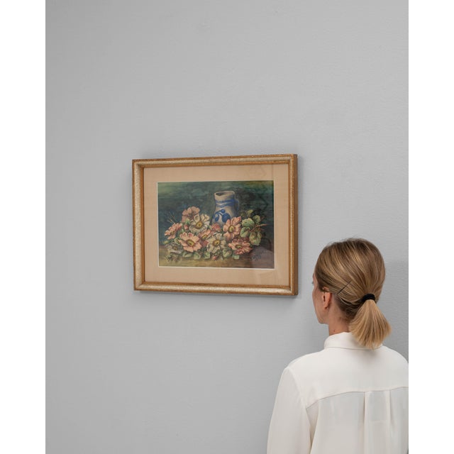 1943 Belgian Wall Art With Wooden Frame For Sale - Image 4 of 18