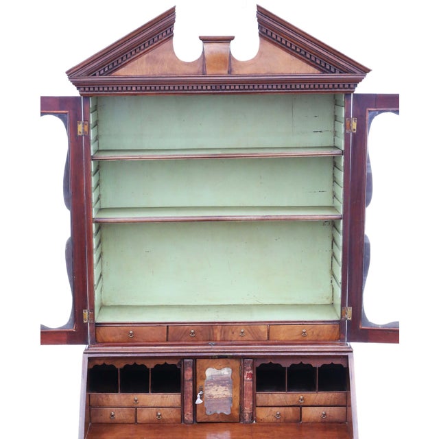 Large Antique Georgian Walnut Bureau Bookcase, 18th Century For Sale - Image 5 of 9