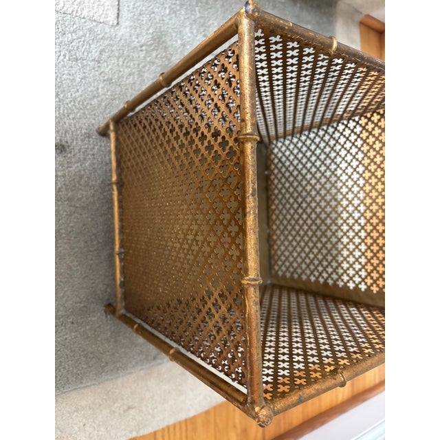 Faux Bamboo and Gilt Metal Waste Can For Sale - Image 11 of 11
