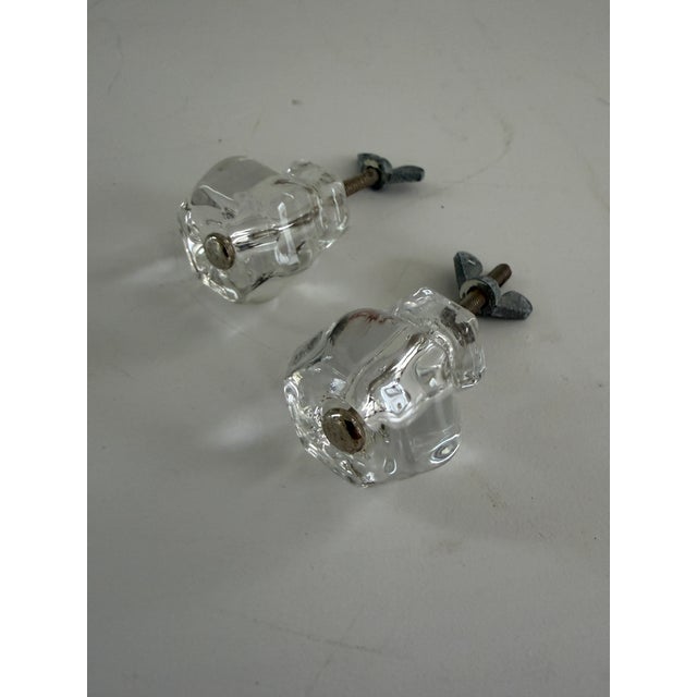 Glass Pair of Vintage Clear Glass Cabinet Knobs, 1930s–1940s For Sale - Image 7 of 10