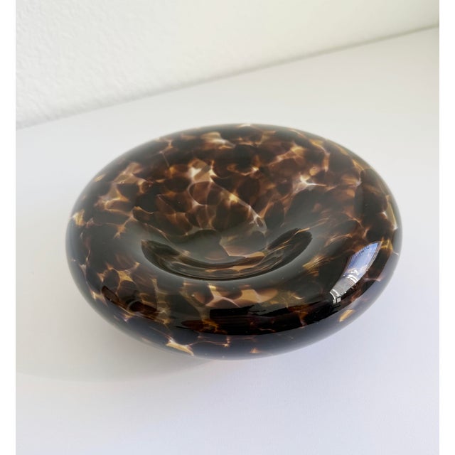 Art Deco Late 20th Century Modernist Blown Glass Tortioise Shell Bowl For Sale - Image 3 of 8
