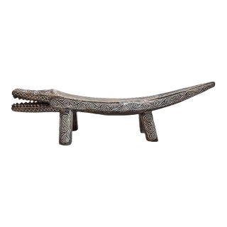 Carved Crocodile Log Bench For Sale