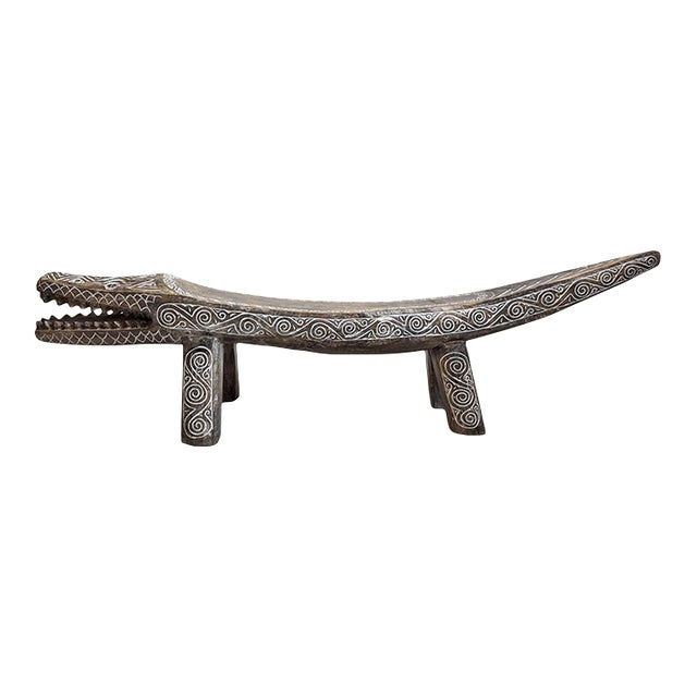 Carved Crocodile Log Bench For Sale