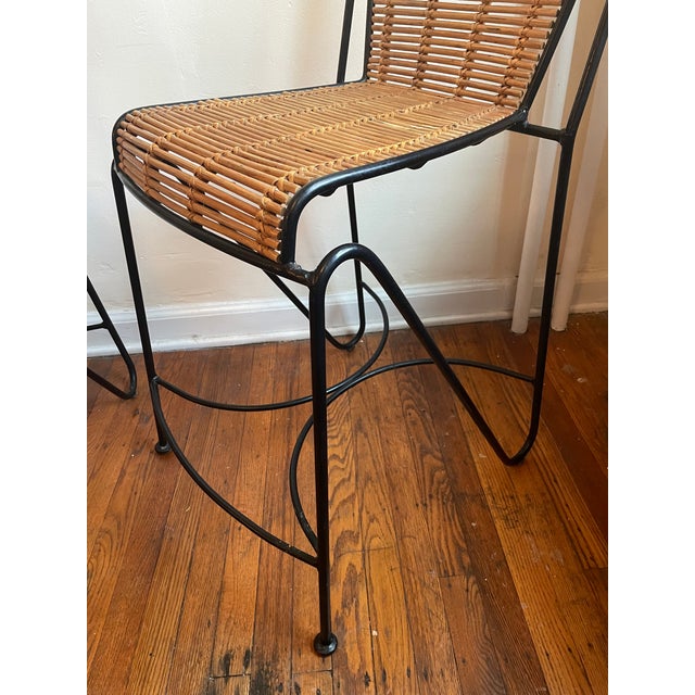 Vintage Modern Iron and Cane Counter Stool a Pair Chairish