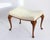 Antique Queen Ann Ottoman with Rectangular Wooden Cabriole Legs and White Upholstery, 1920s For Sale - Image 12 of 12